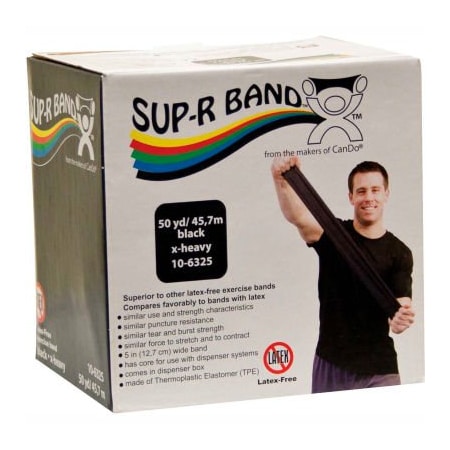 Fabrication Enterprises Sup-R Band Latex Free Exercise Band, Black, 50 Yard Roll/Box 1616473